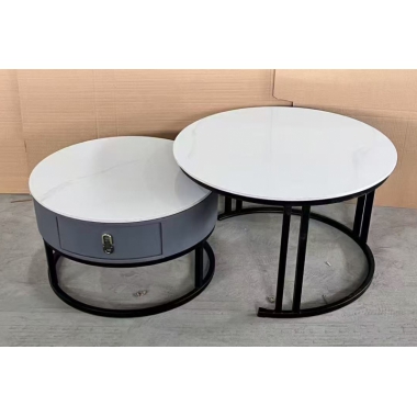 勝芳巖板茶幾批發 套幾 大小圓 組合圓茶幾 網紅茶幾 輕奢茶幾 巖板茶幾鐵藝茶幾 華昌家具