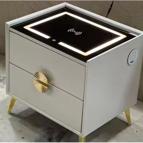 勝芳床頭柜批發(fā) 智能床頭柜 簡約現(xiàn)代 儲物柜 實木輕奢柜 多功能無線充電 指紋鎖床邊柜 會來家具