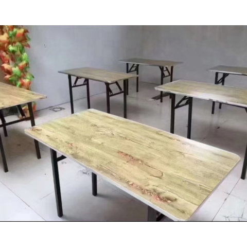 勝芳折疊桌批發(fā) 快餐桌 食堂桌 鋼木餐桌 長條桌 長方形餐桌 紅生家具