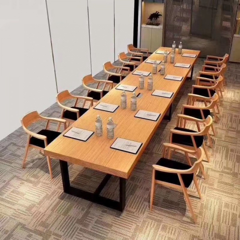 香河會議桌批發 實木會議桌 圖書室桌椅 閱覽室桌椅 自習室桌椅 圖書室閱覽室配套家具 圖書館 潤澤家具