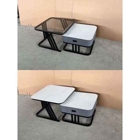 勝芳巖板茶幾批發套幾大小圓組合圓茶幾 簡約網紅茶幾 輕奢茶幾巖板茶幾鐵藝茶幾 天一家具