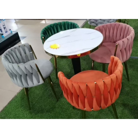 勝芳休閑輕奢桌椅批發 卡座 咖啡桌椅 網紅桌椅 酒店家具 軟包椅 休閑椅 接待桌椅 鈦金桌椅 北歐鈦金桌椅 岳明達家具