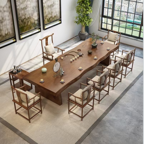 花旗木大板干泡臺 香河茶桌批發 實木茶道桌 實木茶臺 實木茶桌 新中式茶桌 新中式茶臺 廣東生產香河倉庫現貨直發 香河潤澤家具