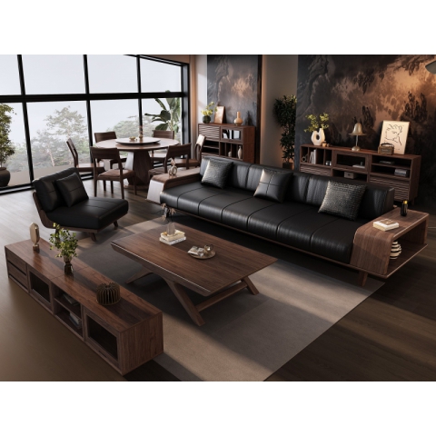 香河實木沙發(fā)組合 黑胡桃極簡風格套房系列 黑胡桃沙發(fā)組合 新中式沙發(fā)橡木 廣東生產(chǎn)香河倉庫現(xiàn)貨直發(fā) 香河潤澤家具
