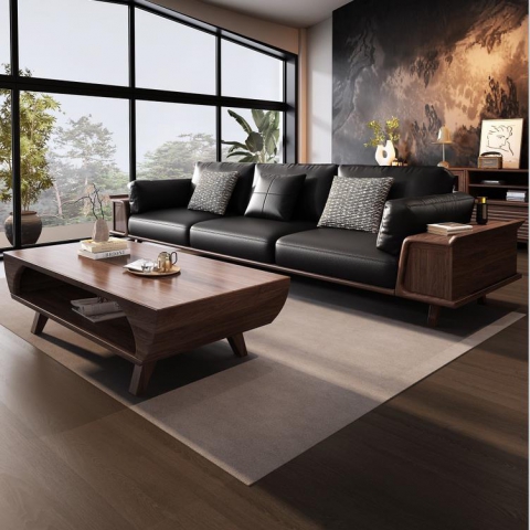 香河實木沙發(fā)組合 黑胡桃極簡風格套房系列 黑胡桃沙發(fā)組合 新中式沙發(fā)橡木 廣東生產(chǎn)香河倉庫現(xiàn)貨直發(fā) 香河潤澤家具