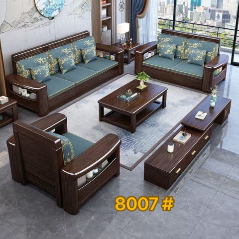 香河實木沙發(fā)組合 高箱高靠沙發(fā) 胡桃木沙發(fā)組合 新中式沙發(fā)胡桃木 1+2+3+大小茶幾五件套  廣東生產(chǎn)香河倉庫現(xiàn)貨直發(fā) 香河潤澤家具
