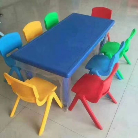 勝芳幼兒園桌椅整套 塑料長方形兒童桌椅套裝游戲玩具積木桌寶寶家用童桌童椅學習桌 童椅 童桌 超強家具廠家直銷