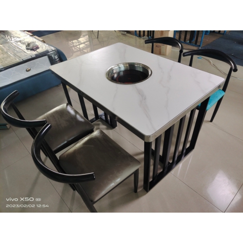 一桌四椅 勝芳酒店家具批發(fā) 巖板餐桌 酒店桌 宴會桌 火鍋桌 餐桌 快餐桌 潤澤家具