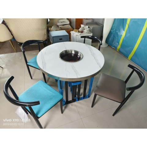 一桌四椅 勝芳酒店家具批發(fā) 圓桌 巖板餐桌 酒店桌 宴會桌 火鍋桌 餐桌 快餐桌 潤澤家具