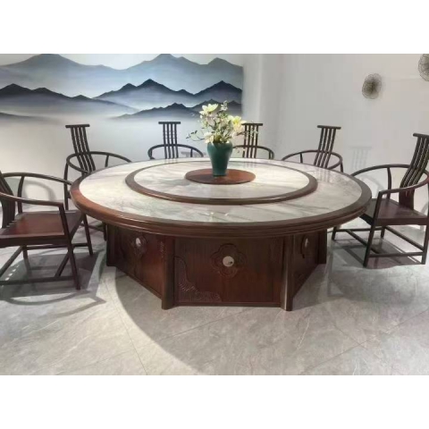 勝芳酒店圓桌批發 新中式酒店桌 大圓桌 巖板桌 飯店包廂圓桌 酒店餐桌 帶轉盤餐桌 帶轉盤圓桌 匯峰酒店家具
