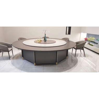 勝芳酒店圓桌批發 新中式酒店桌 大圓桌 巖板桌 飯店包廂圓桌 酒店餐桌 帶轉盤餐桌 帶轉盤圓桌 匯峰酒店家具