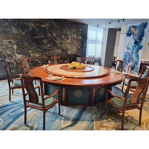 勝芳酒店圓桌批發 新中式酒店桌 大圓桌 巖板桌 飯店包廂圓桌 酒店餐桌 帶轉盤餐桌 帶轉盤圓桌 匯峰酒店家具