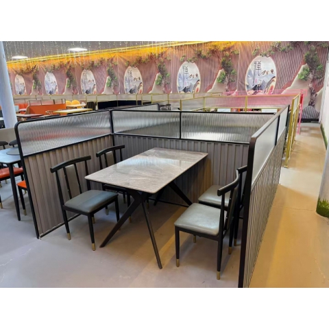 快餐一桌四椅勝芳餐椅餐椅批發 快餐桌 餐桌椅 酒店桌 巖板餐桌 普沃達家具