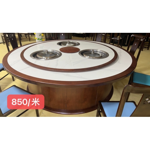 勝芳家具批發(fā) 圓桌 飯店桌椅 包廂餐桌 餐廳桌椅 餐飲桌椅 實木內(nèi)嵌巖板桌 巖板餐桌 巖板轉(zhuǎn)盤桌 普沃達家具