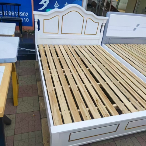 1.5米實木床 勝芳床鋪批發 雙人床 實木床 木質雙人床 雙人板床 臥室家具 金利源家具