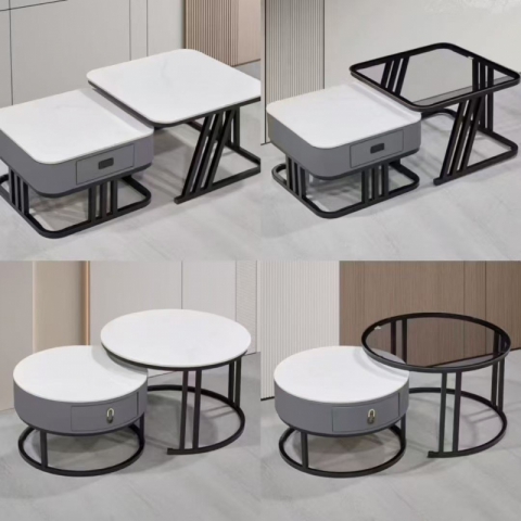 勝芳巖板茶幾批發 套幾 巖板桌 巖板家具 家用家具  現代 巖板套幾  龍騰家具