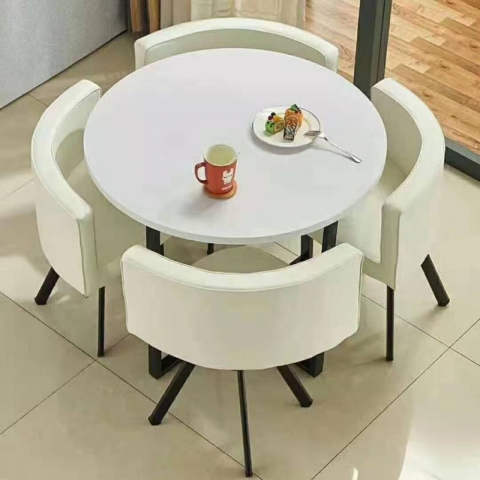 簡約商務(wù)洽談接待桌椅組合一桌四椅休閑會客小 圓桌休息區(qū)店鋪餐桌   茂辰家具