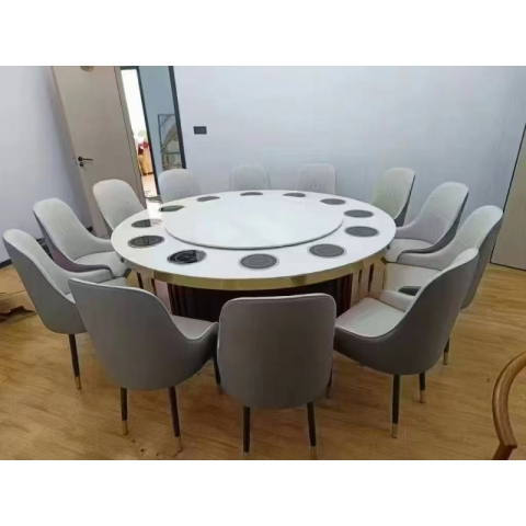 勝芳巖板大圓桌批發 酒店電動餐桌 火鍋桌 飯店家具 酒店大圓桌 巖板餐桌 不銹鋼火鍋桌 全程酒店家具