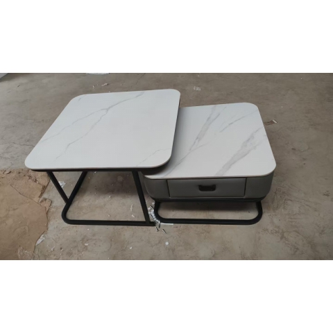 大小方套幾鐵架巖板軟包皮革抽屜四柱黑方框架