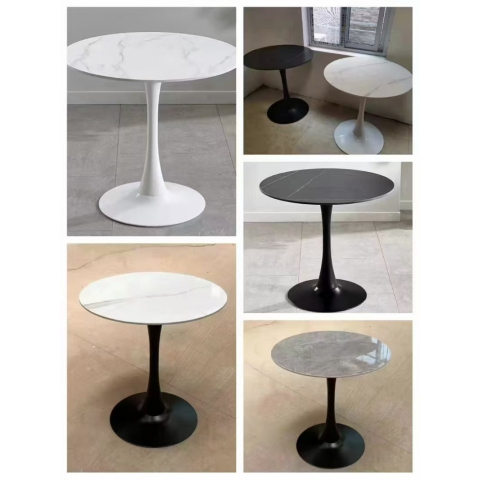 喇叭桌獨腿桌邊幾餐邊桌客廳網(wǎng)紅邊幾陽臺咖啡臺休閑桌巖板